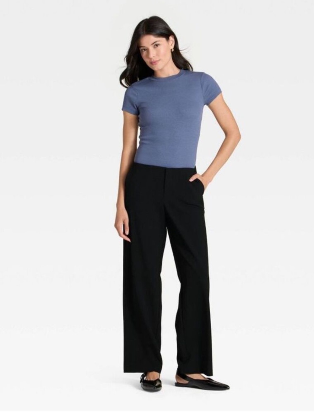 NWT a new day Bootcut Mid Rise Straight Hip & Thigh Career Pant SZ XS / 2R Black